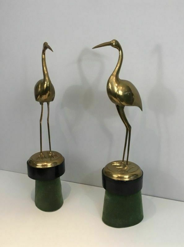 Pair Of Brass Birds On Pedestals photo 1550.0
