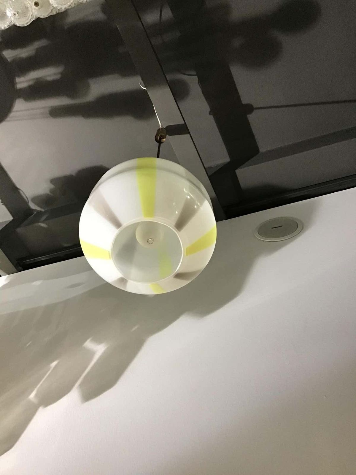 Venini Vignelli Chandelier Murano Yellow White Grey Glass Brass, 1950 photo vinterior