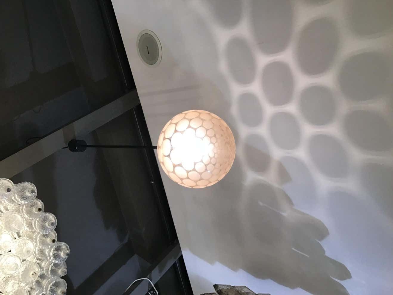 Cristal Art Chandelier Pink Glass With Polka Dots Brass, 1950 photo buy
