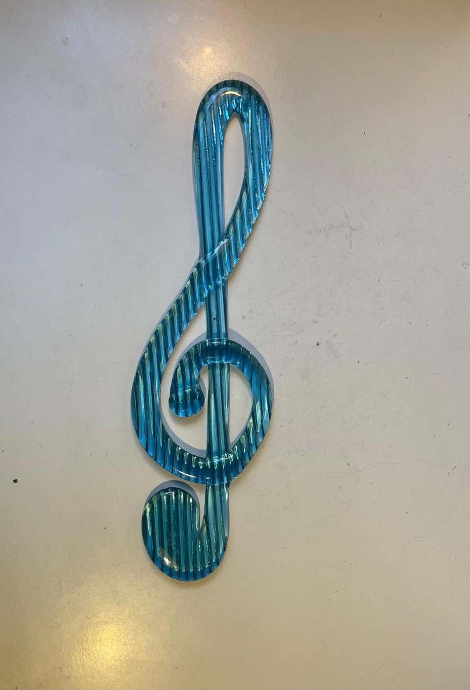 Big G Note Wall Sculpture In Blue Glass By Elving Conradsson For Bergdala, 1970s photo 495.0