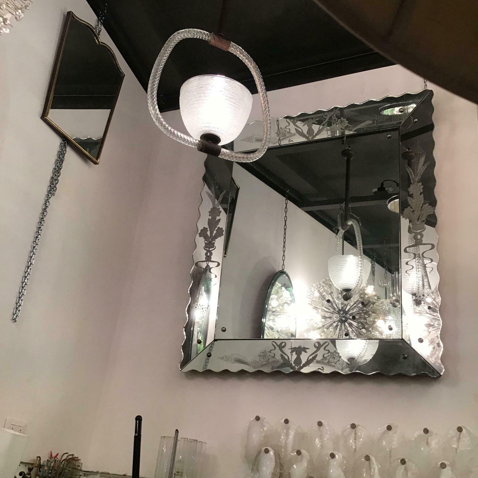 Venini Chandelier Murano Glass Metal Brass 1940 Italy photo 1630.0