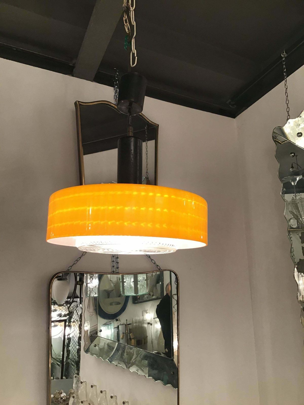 Stilnovo Chandelier Glass Brass, 1955, Italy photo buy
