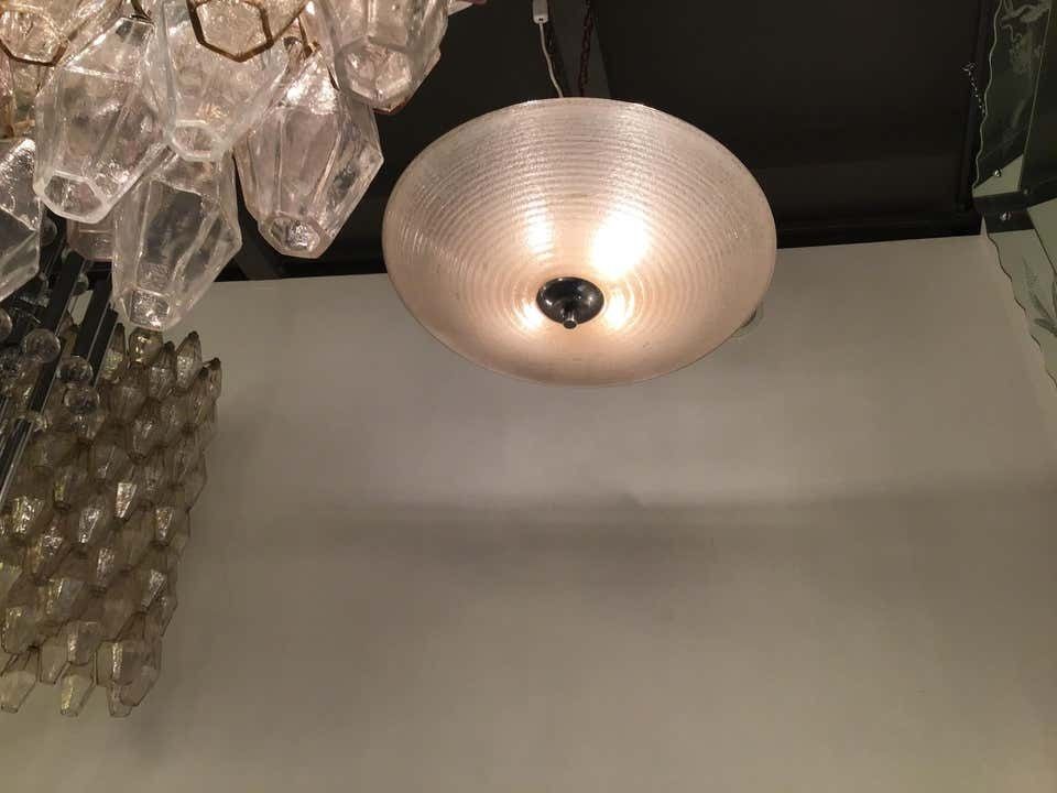 photo for sale Venini Ceiling Light Pulegoso 1930 Murano Glass Metal Chrome, Italy