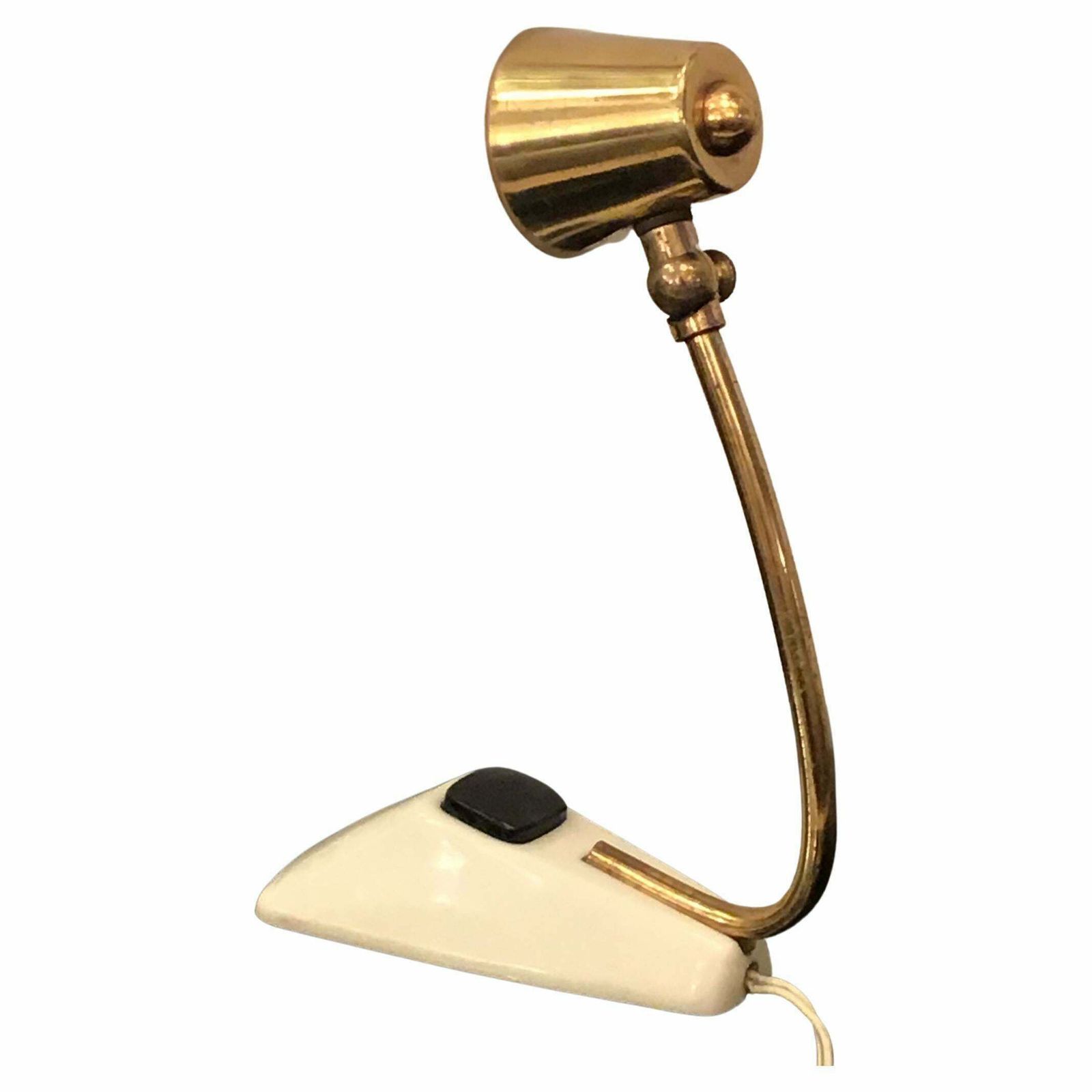 Stilnovo Table Lamp Brass Opaline Glass Metal, 1950, Italy
