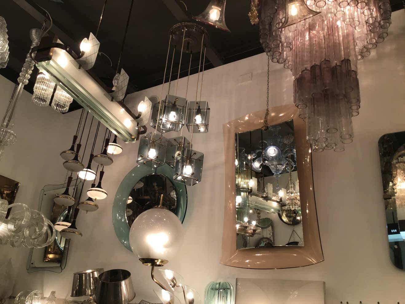 Cristal Art Mirror Brass Glass, 1950, Italy photo furniture