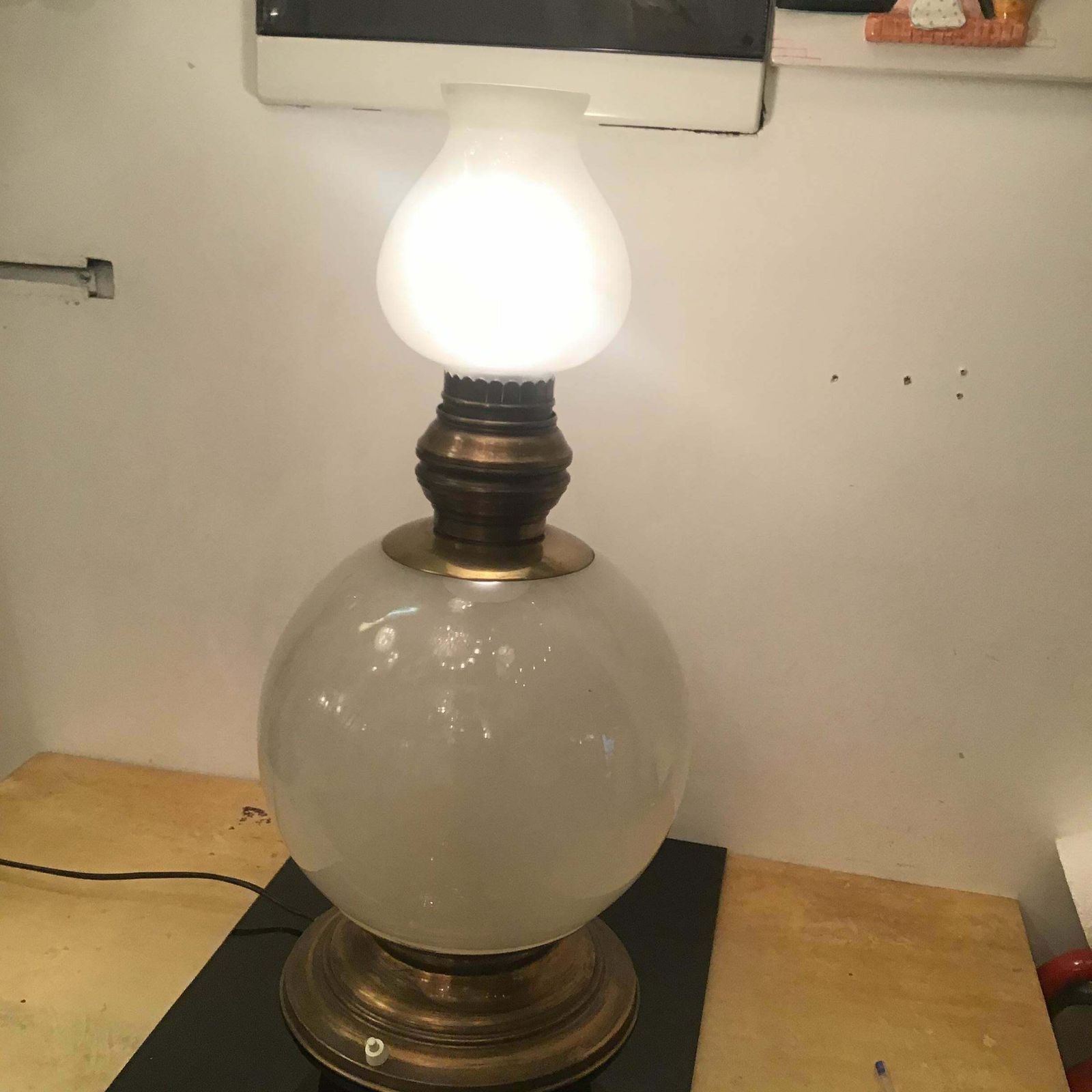 Azucena Luigi Caccia Dominioni Table Lamp Brass Glass, 1950, Italy photo vintage