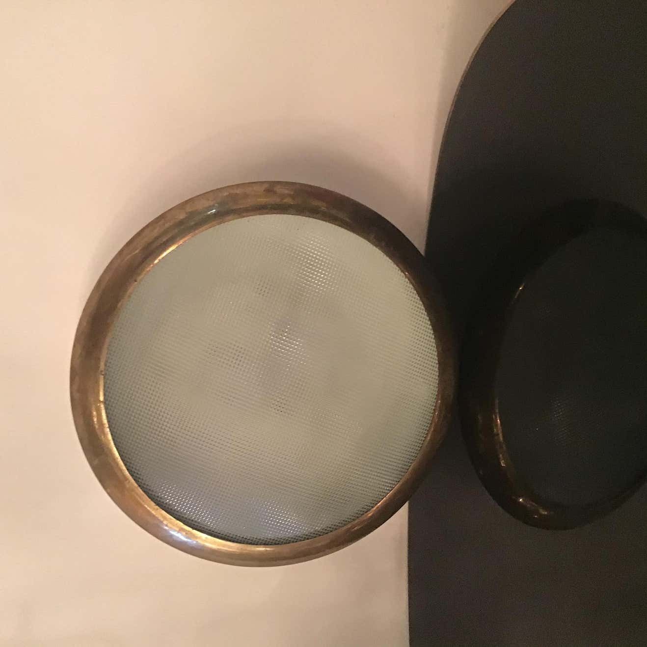photo vintage Stilnovo Ceilling Light/Sconce Glass Brass Metal 1950 Italy