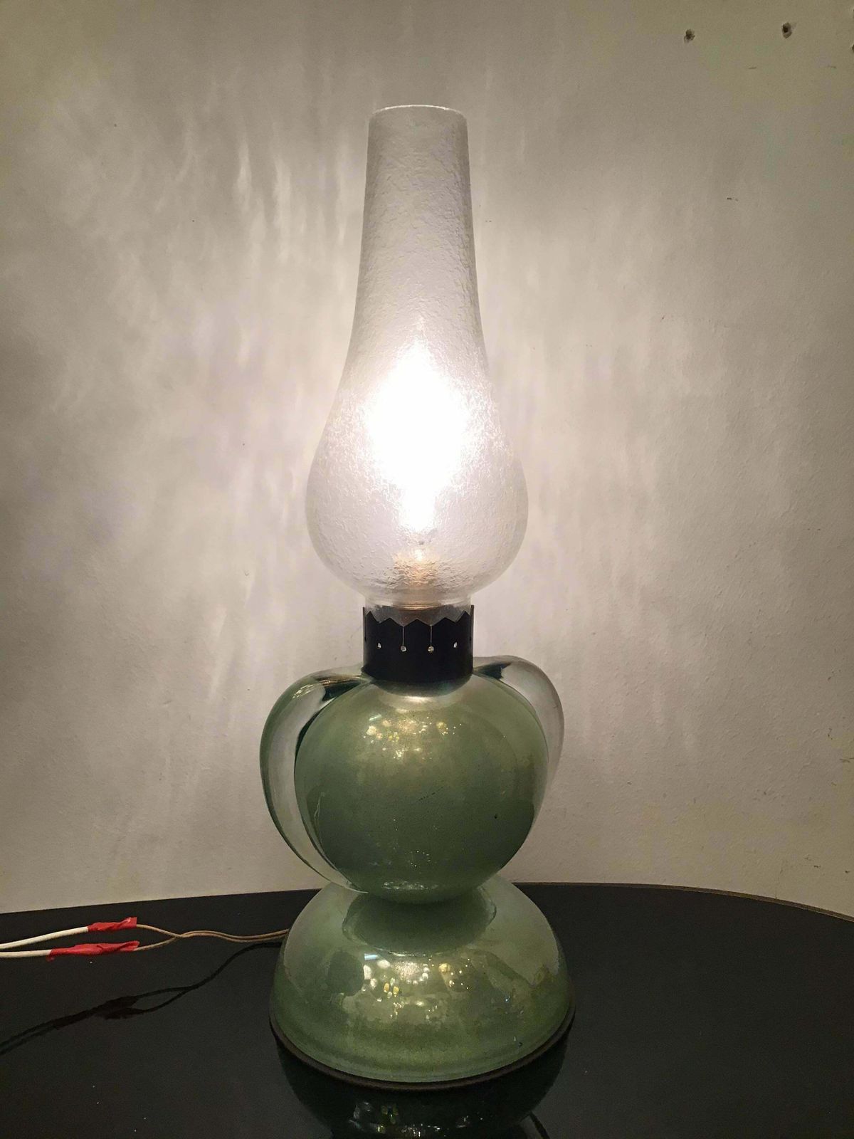 photo furniture Archimede Segusoseguso Table Lamp Brass Murano Glass 1959 Italy