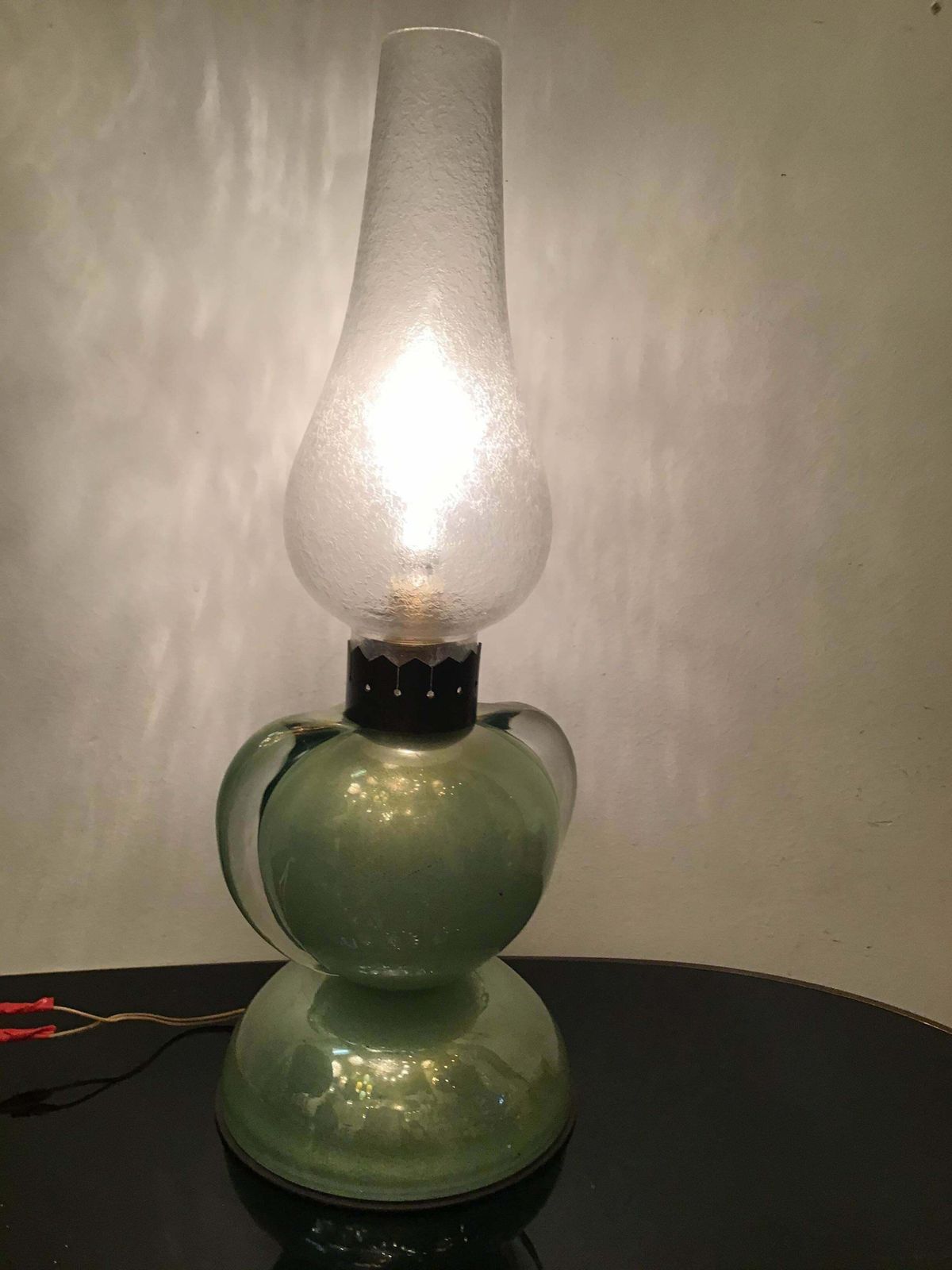 photo vinterior Archimede Segusoseguso Table Lamp Brass Murano Glass 1959 Italy