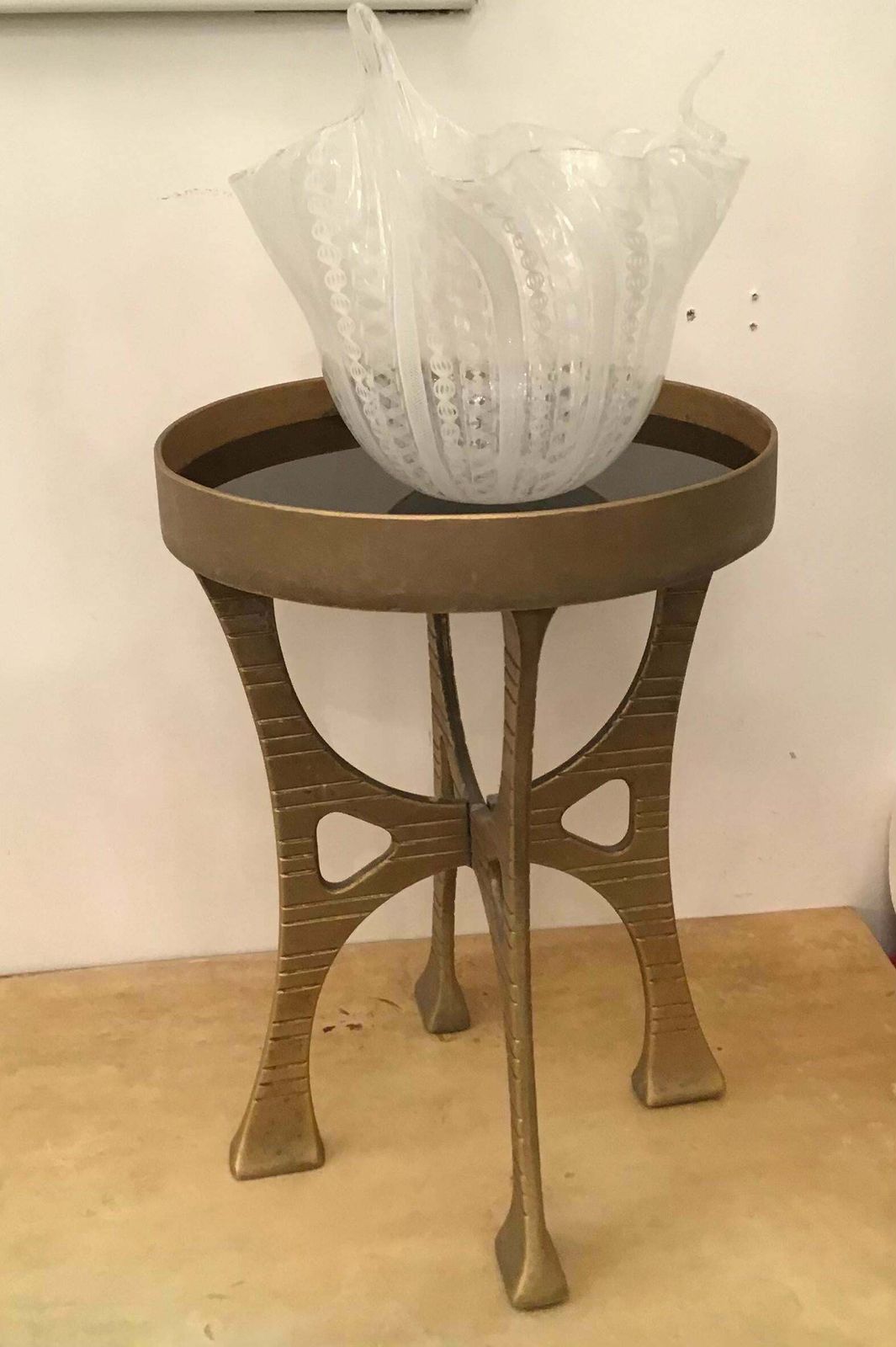 Gabriella Crespi “Stile”Brass Opaline Glass, 1960, Italy photo Furniture