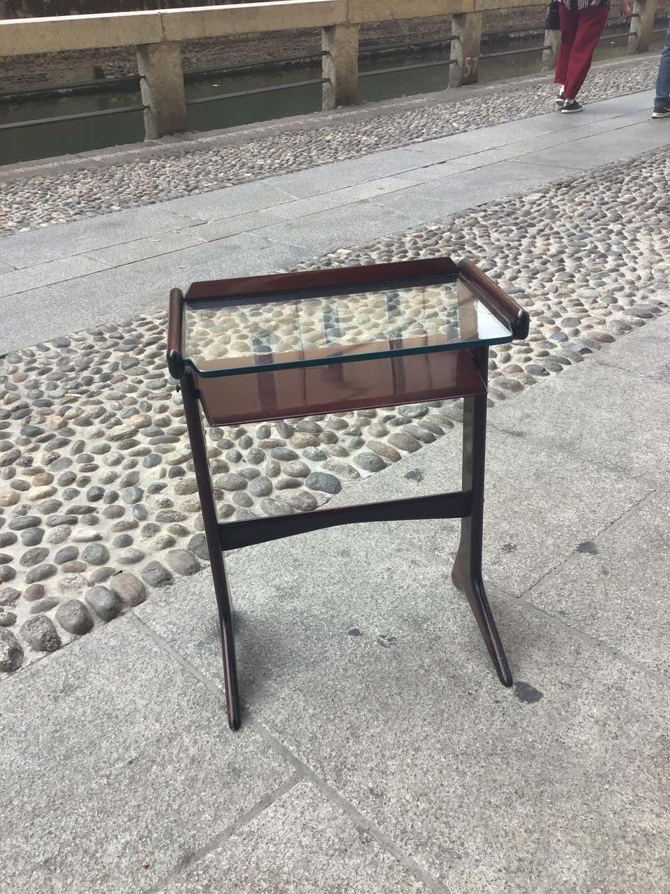 photo for sale Ico Parisi 1954 Telephone Stand, Wood And Glass And Brass, Italy