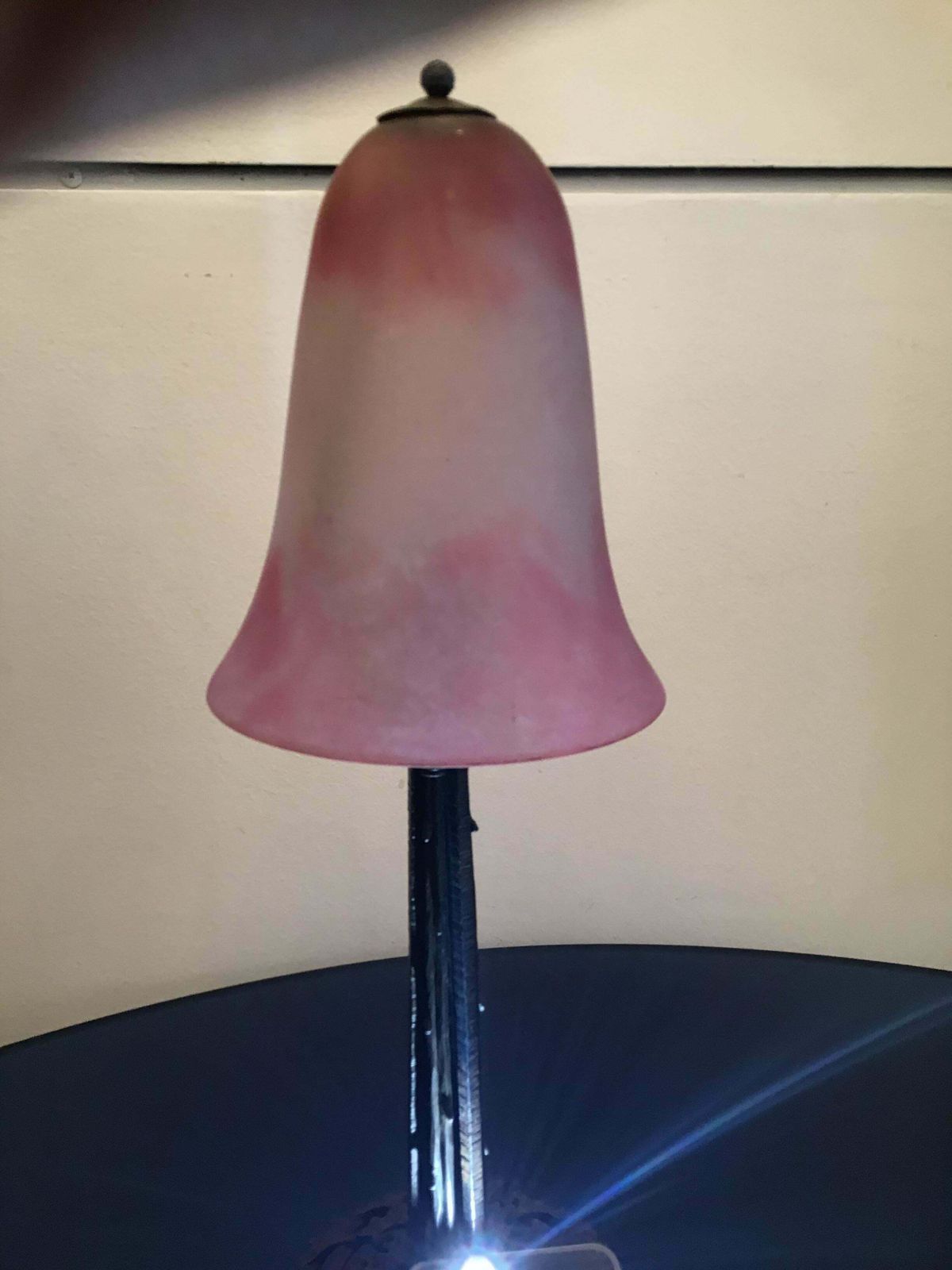 Daum Nancy Table Lamp Blown Glass Wrought Iron 1910 France photo Lighting