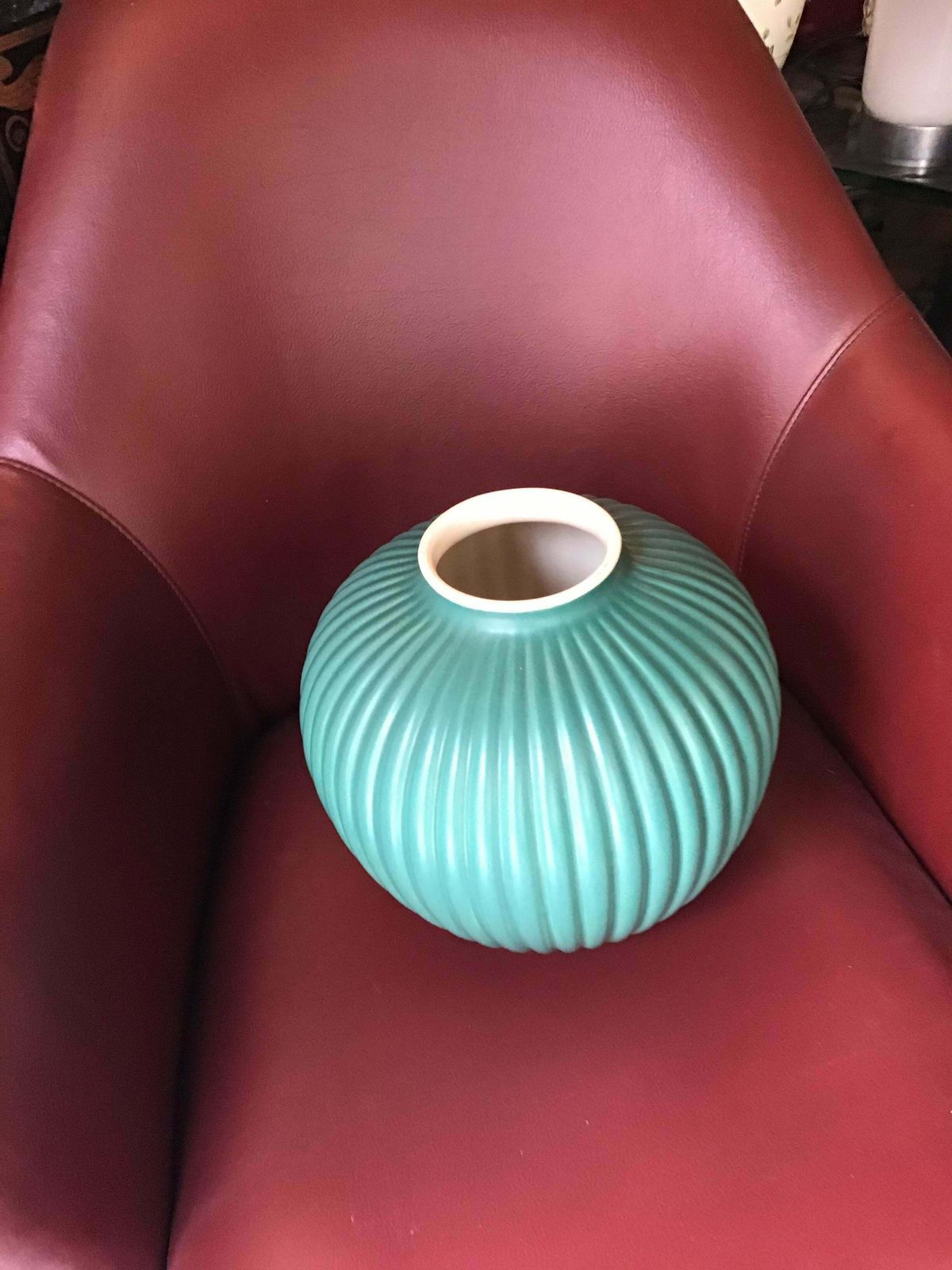 Richard Ginori Giovanni Gariboldi Vase Green Ceramic 1950 Italy photo for sale