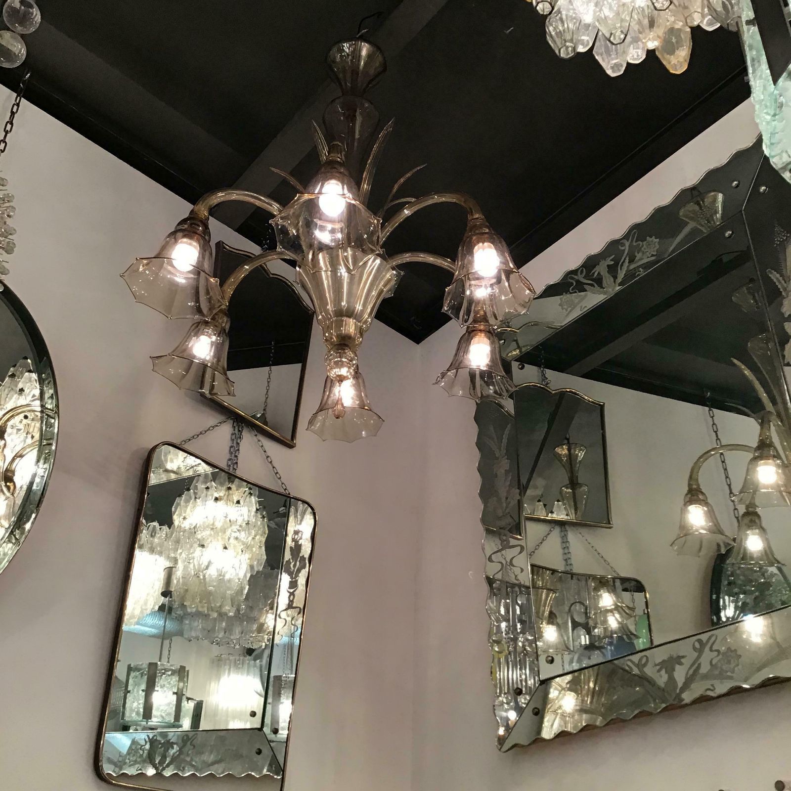 photo buy Venini Chandelier Murano Glass Iron 1940 Italy