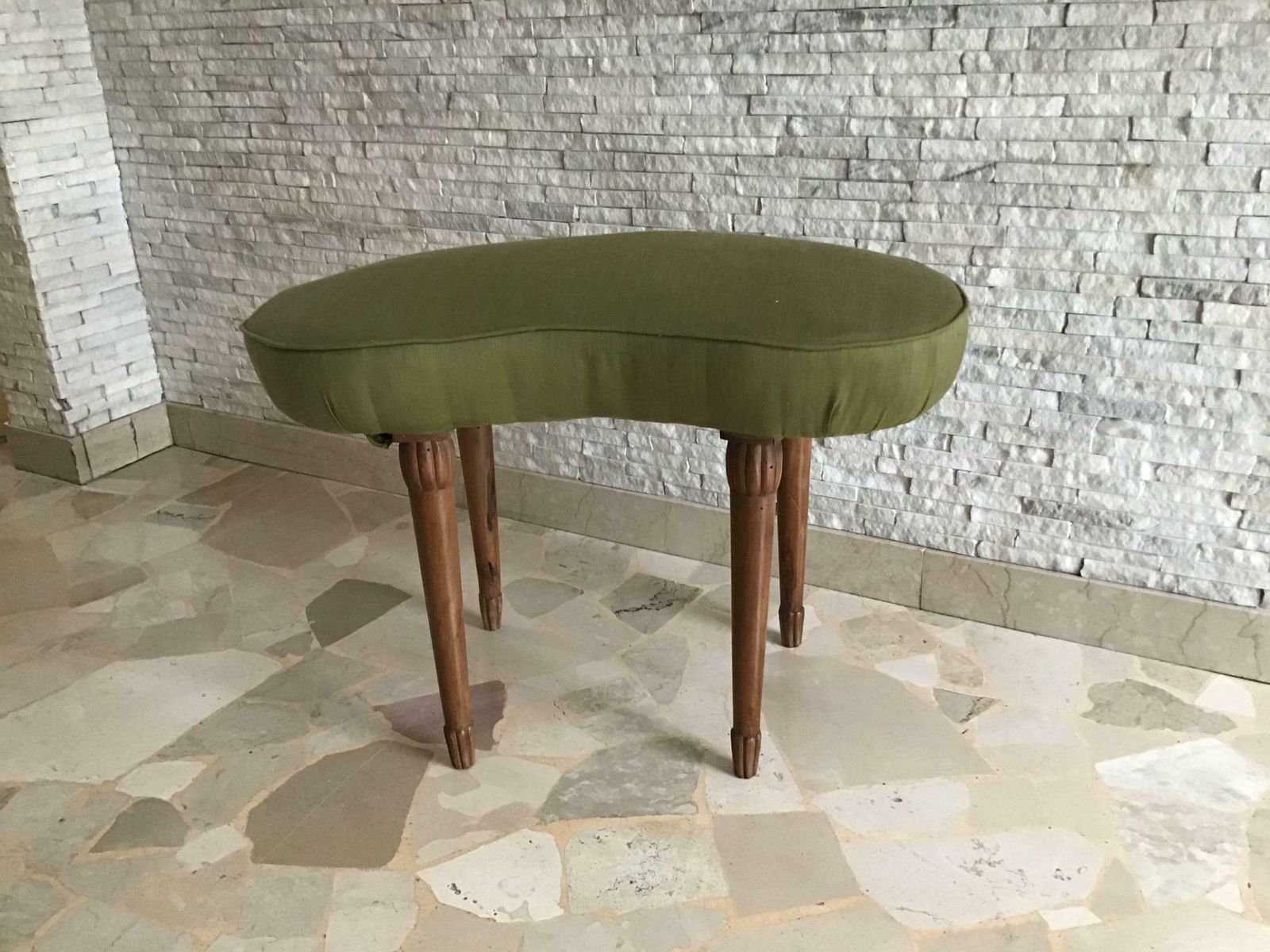 Osvaldo Borsani Upholstered Bench Or Stool Wood 1940 Italy photo for sale