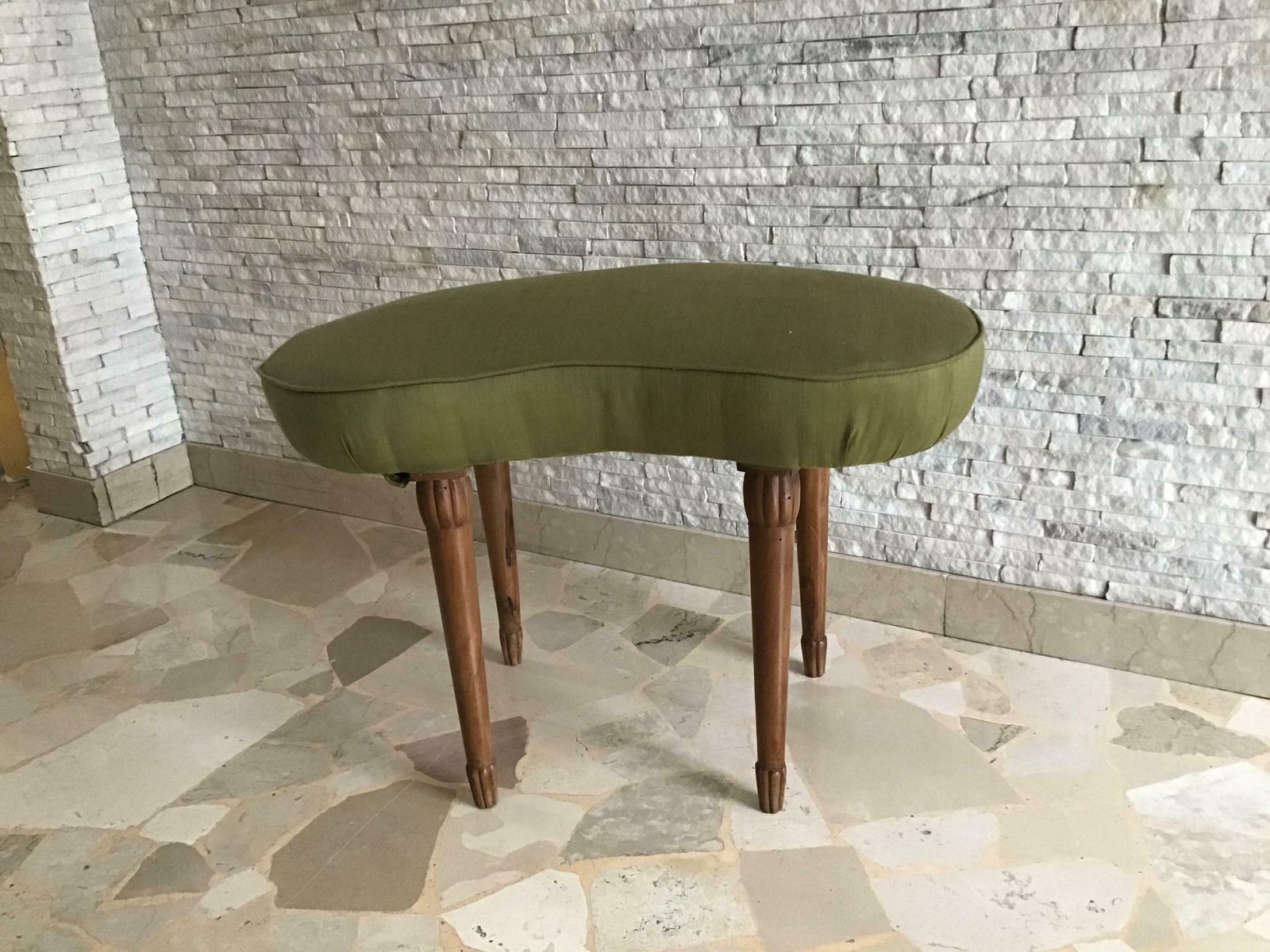 Osvaldo Borsani Upholstered Bench Or Stool Wood 1940 Italy photo Furniture