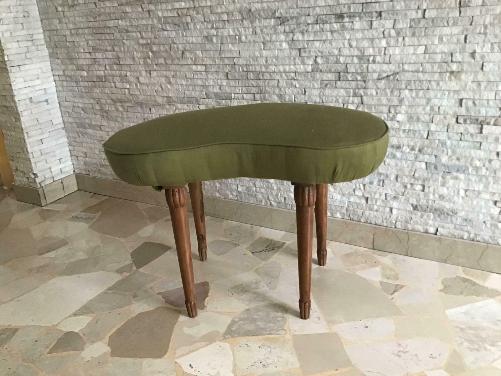 Osvaldo Borsani Upholstered Bench Or Stool Wood 1940 Italy photo 1356.0
