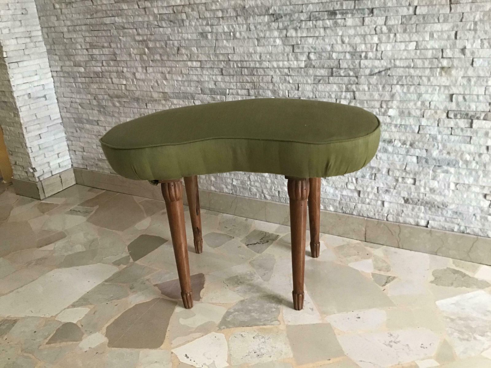 Osvaldo Borsani Upholstered Bench Or Stool Wood 1940 Italy photo vinterior