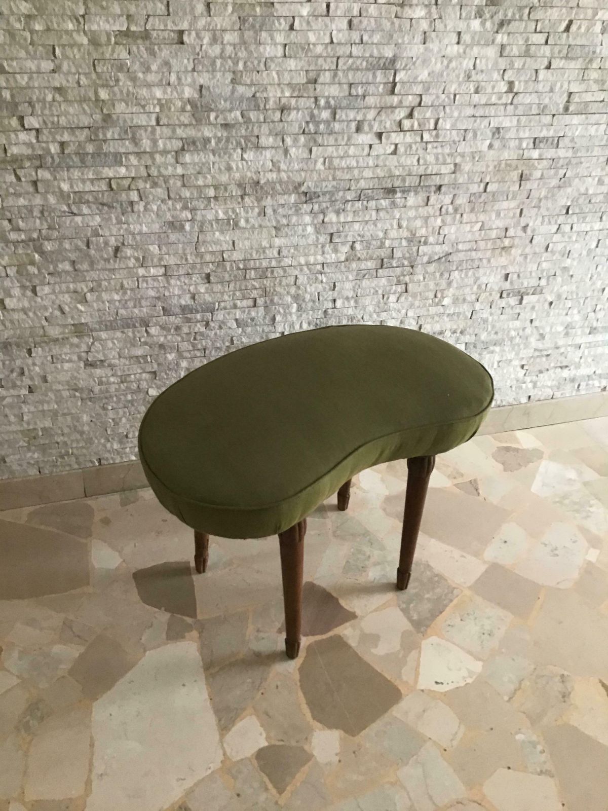 Furniture Osvaldo Borsani Upholstered Bench Or Stool Wood 1940 Italy photo