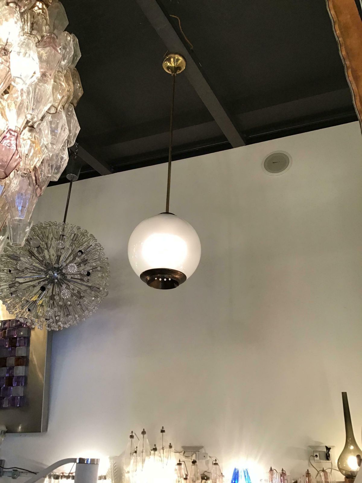 Azucena Luigi Caccia Dominioni Chandelier Brass Glass 1950 Italy photo Lighting