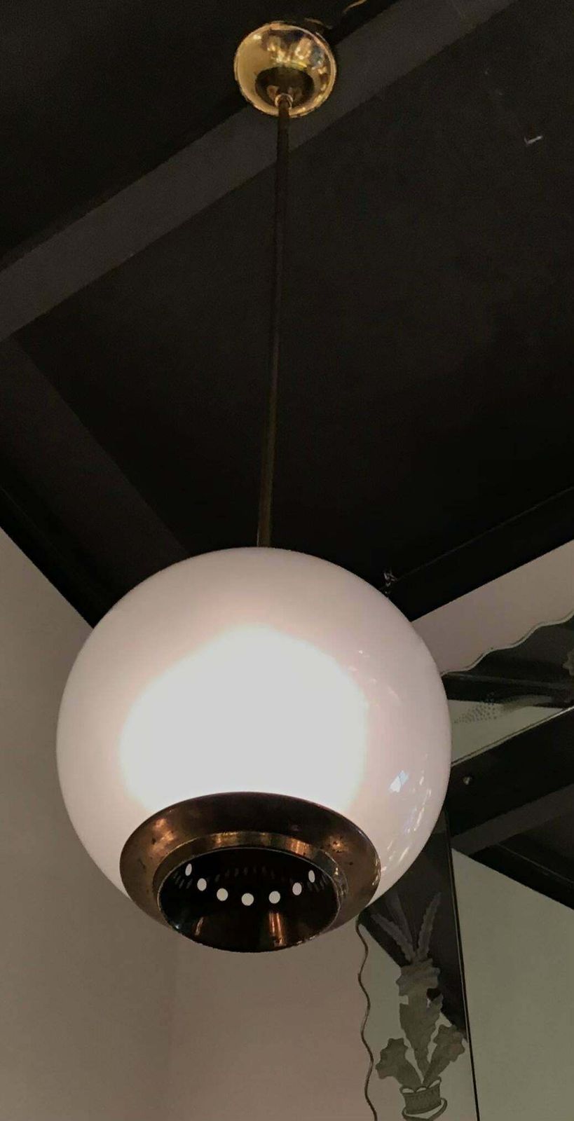 Azucena Luigi Caccia Dominioni Chandelier Brass Glass 1950 Italy photo vintage