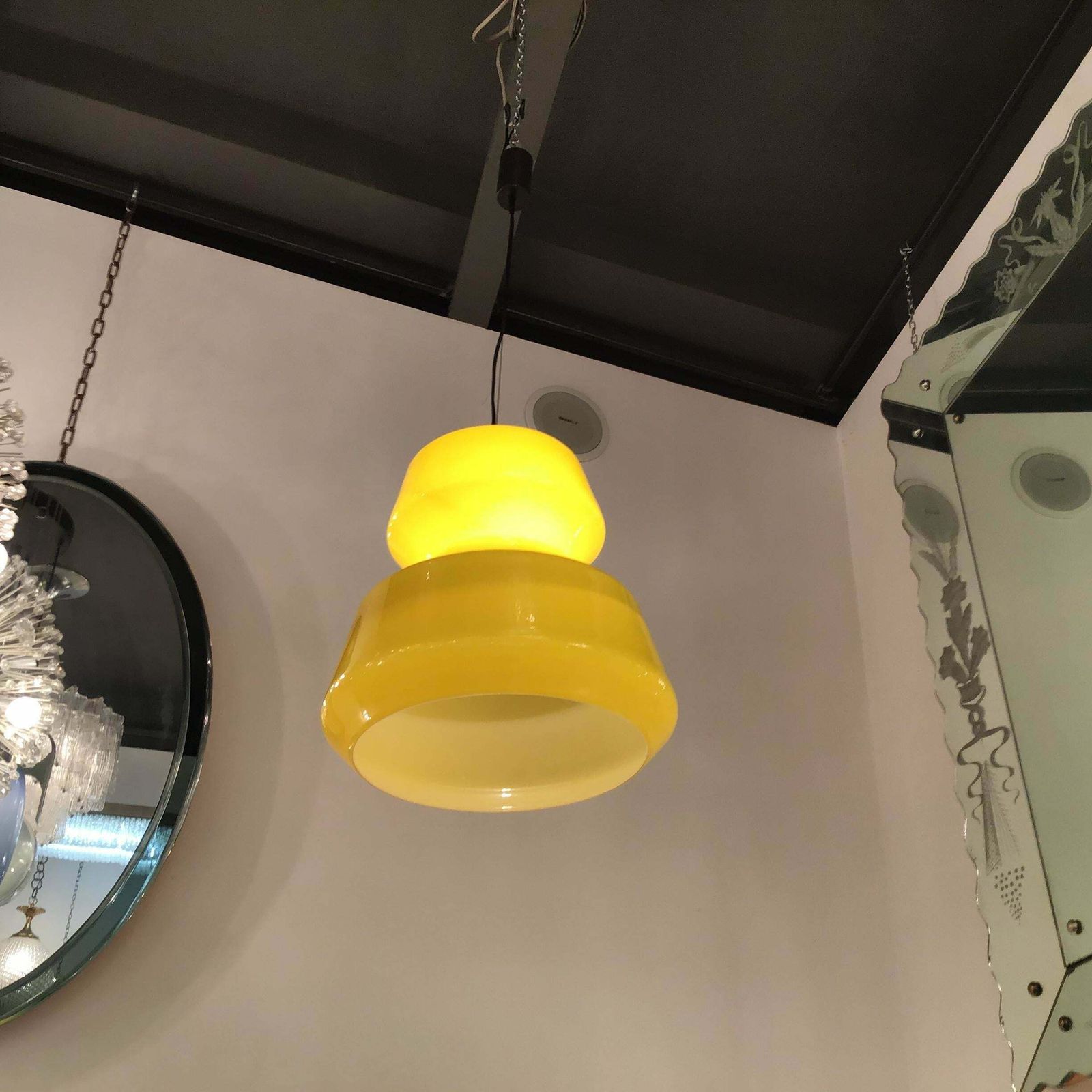 Vistosi Chandelier Murano Glass Brass, 1965, Italy