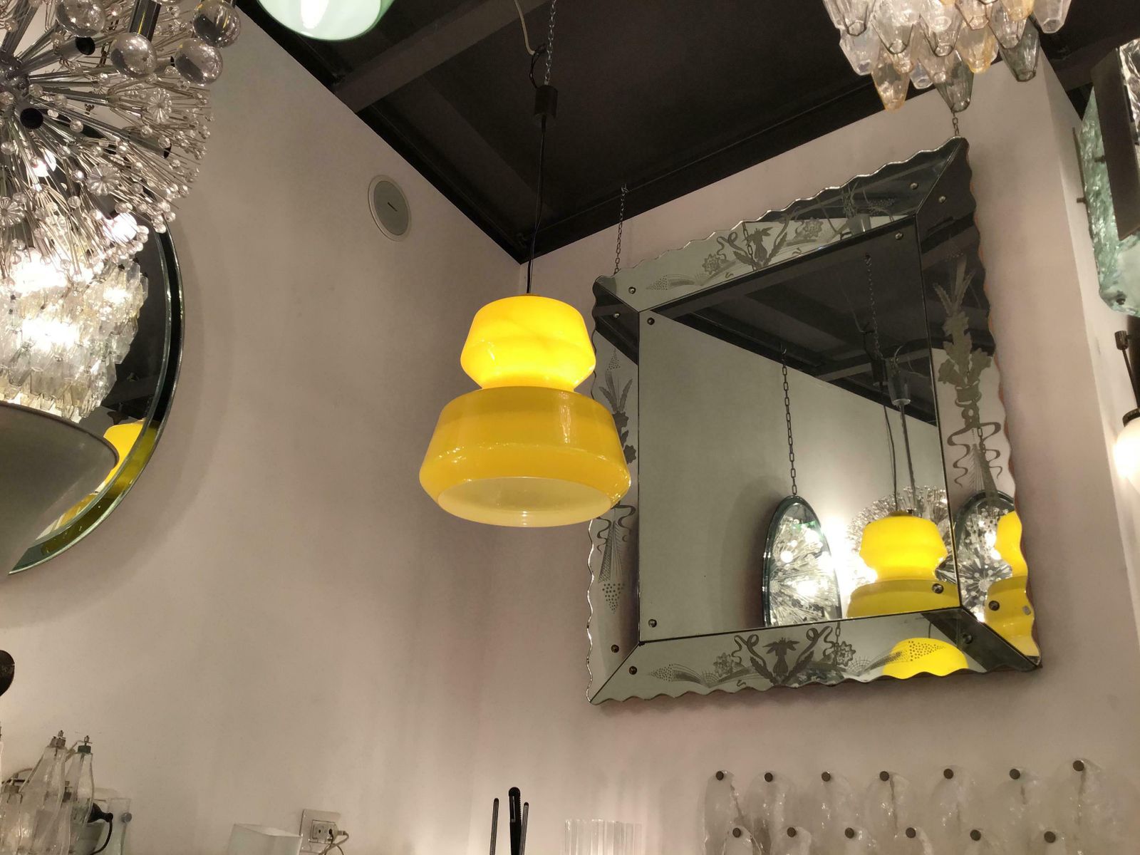 Lighting Vistosi Chandelier Murano Glass Brass, 1965, Italy photo