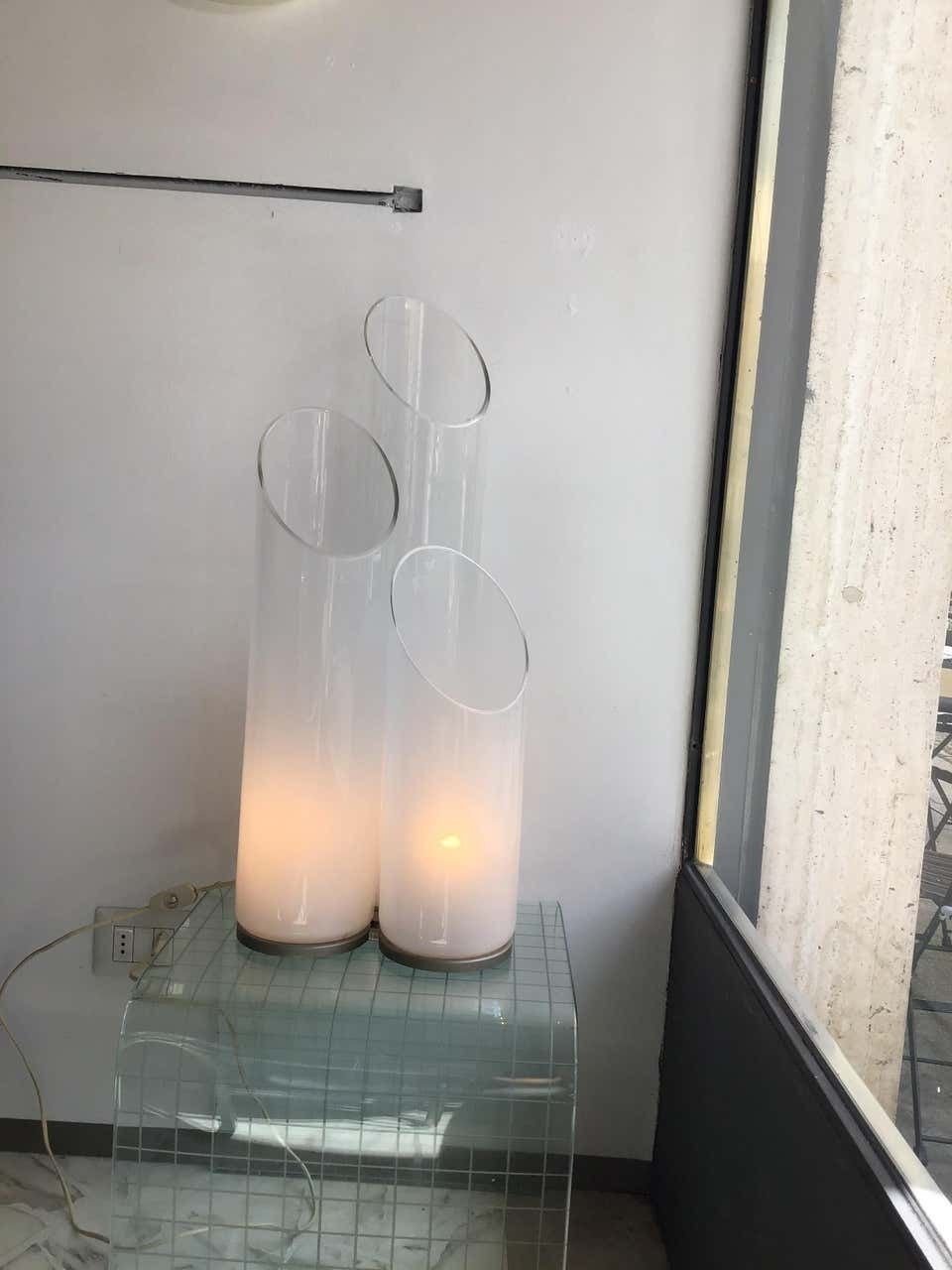 Carlo Nason “Mazzega”Table Lamp Metal Crome Murano Glass, 1970, Italy photo vintage