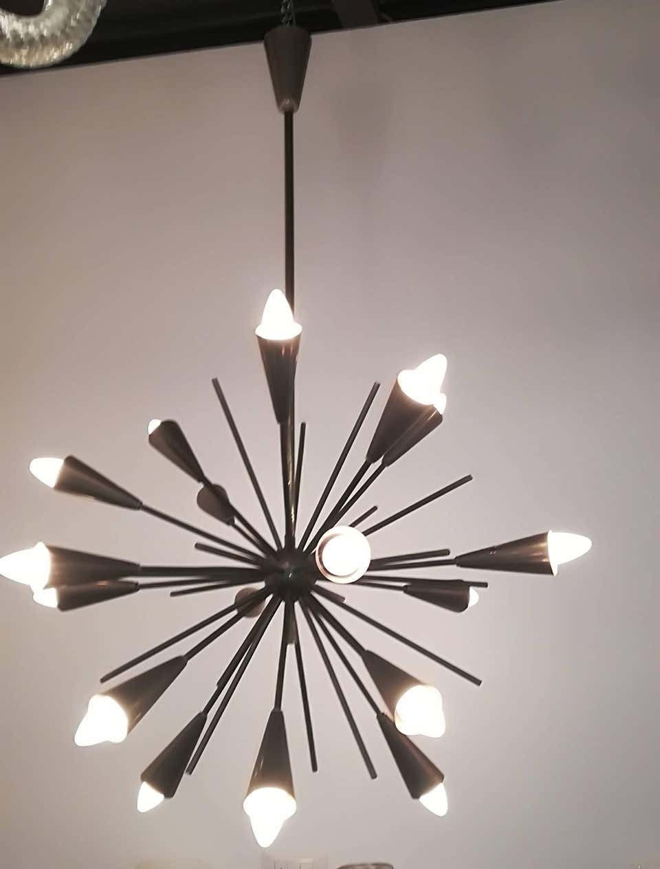 Stilnovo 18 Lights Sputnik Mid Century Modern Brass Italian Chandelier, 1950 photo 7233.0