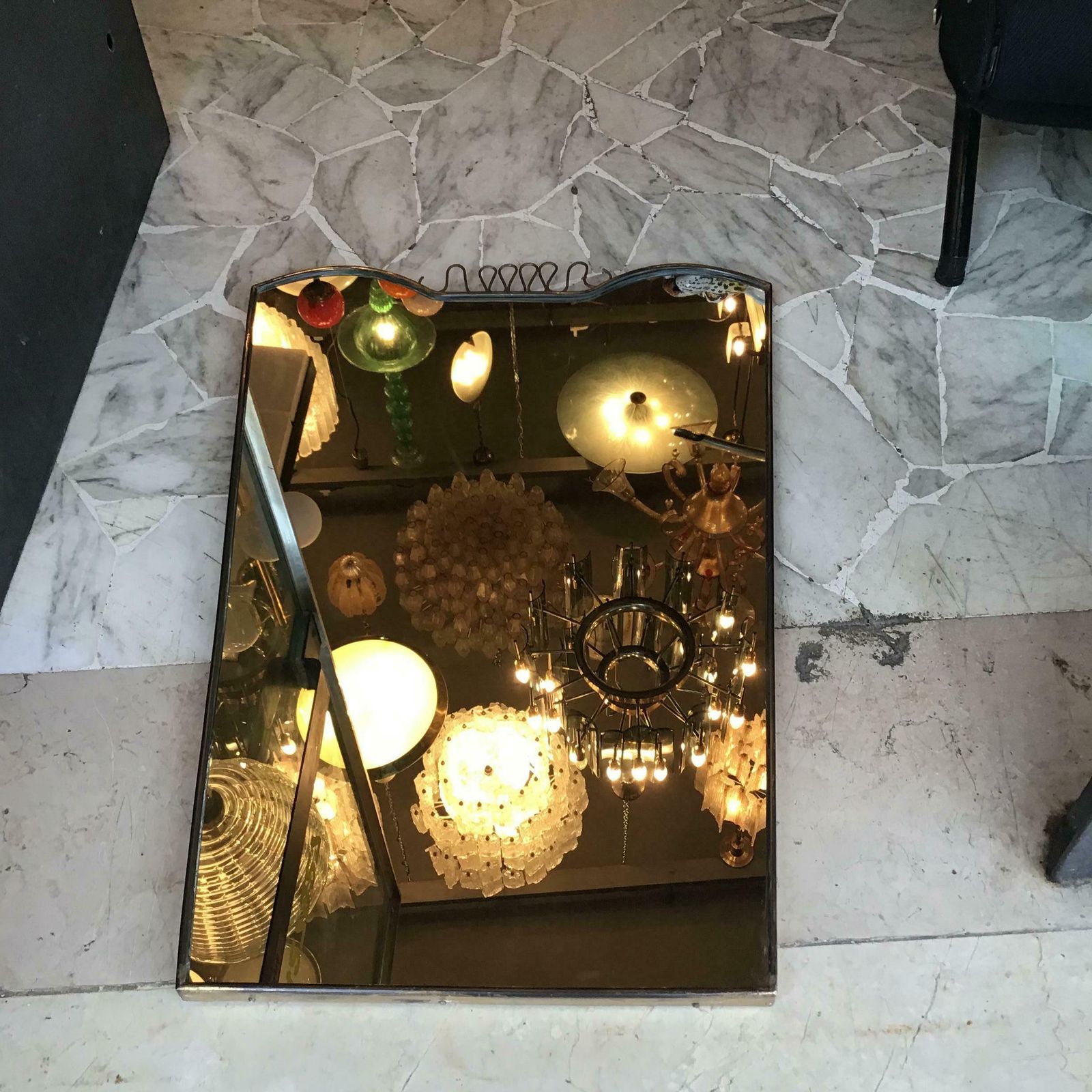 photo furniture Gio Ponti Fontana Arte Mirror Brass Wood Glass 1950 Italy