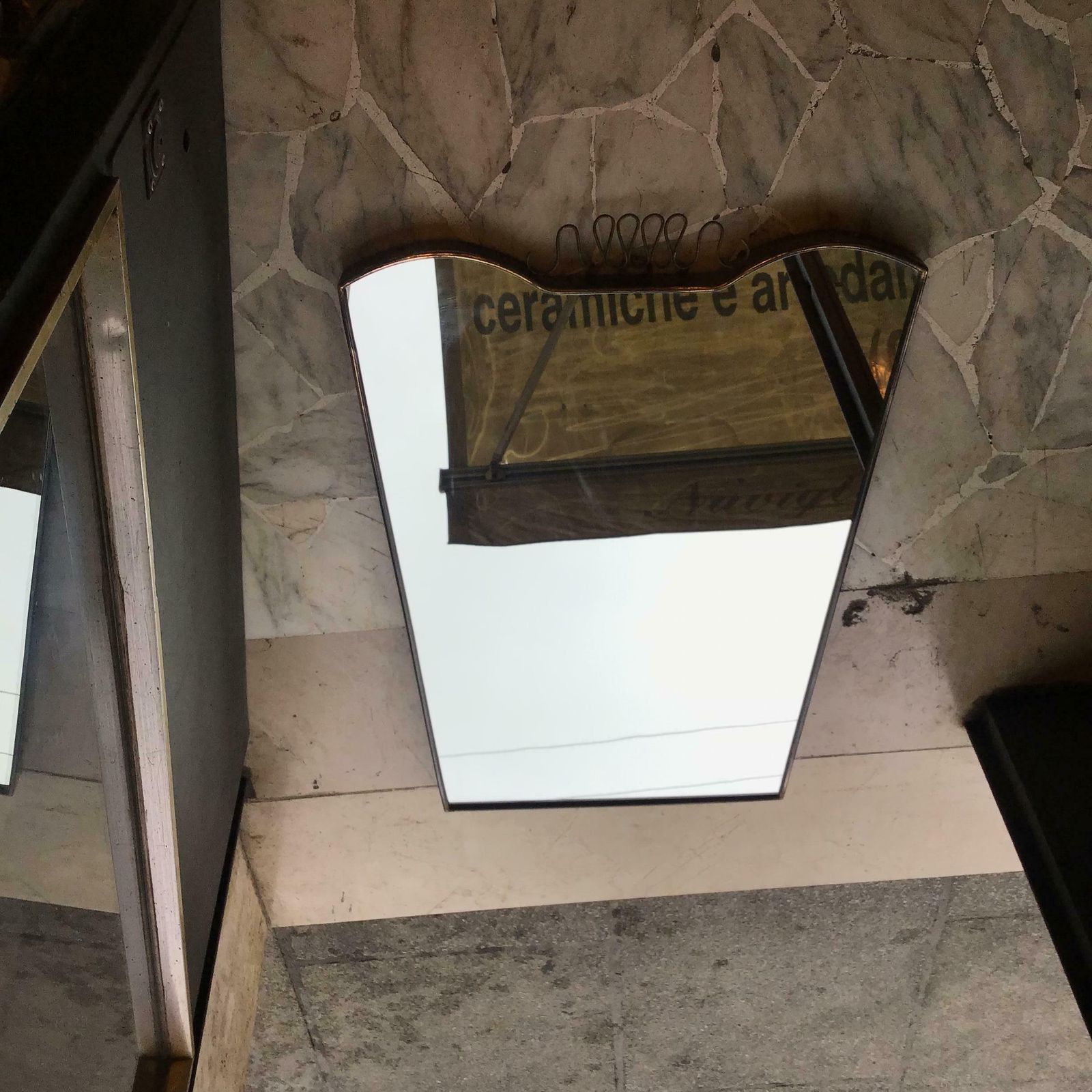 photo for sale Gio Ponti Fontana Arte Mirror Brass Wood Glass 1950 Italy