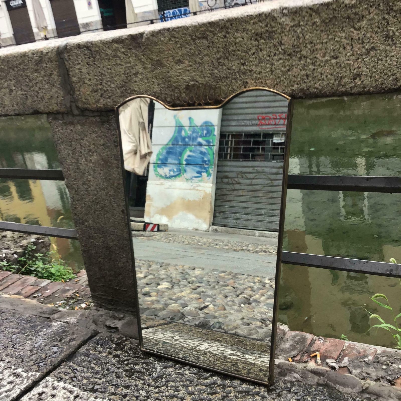 photo vinterior Gio Ponti Fontana Arte Mirror Brass Wood Glass 1950 Italy