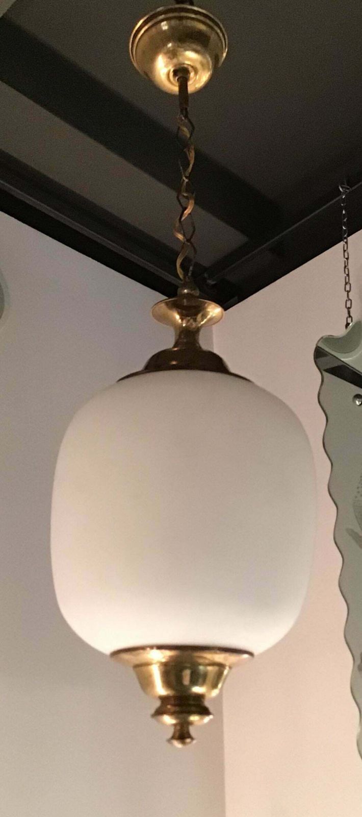 Chandelier White Opaline Glass Italy Style Of Stilnovo Circa 1950 photo for sale