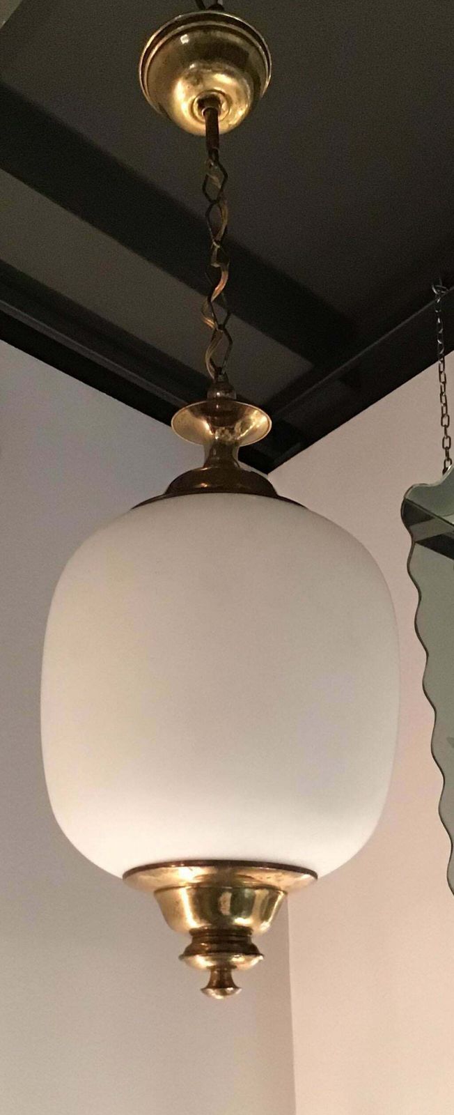 Chandelier White Opaline Glass Italy Style Of Stilnovo Circa 1950 photo Lighting