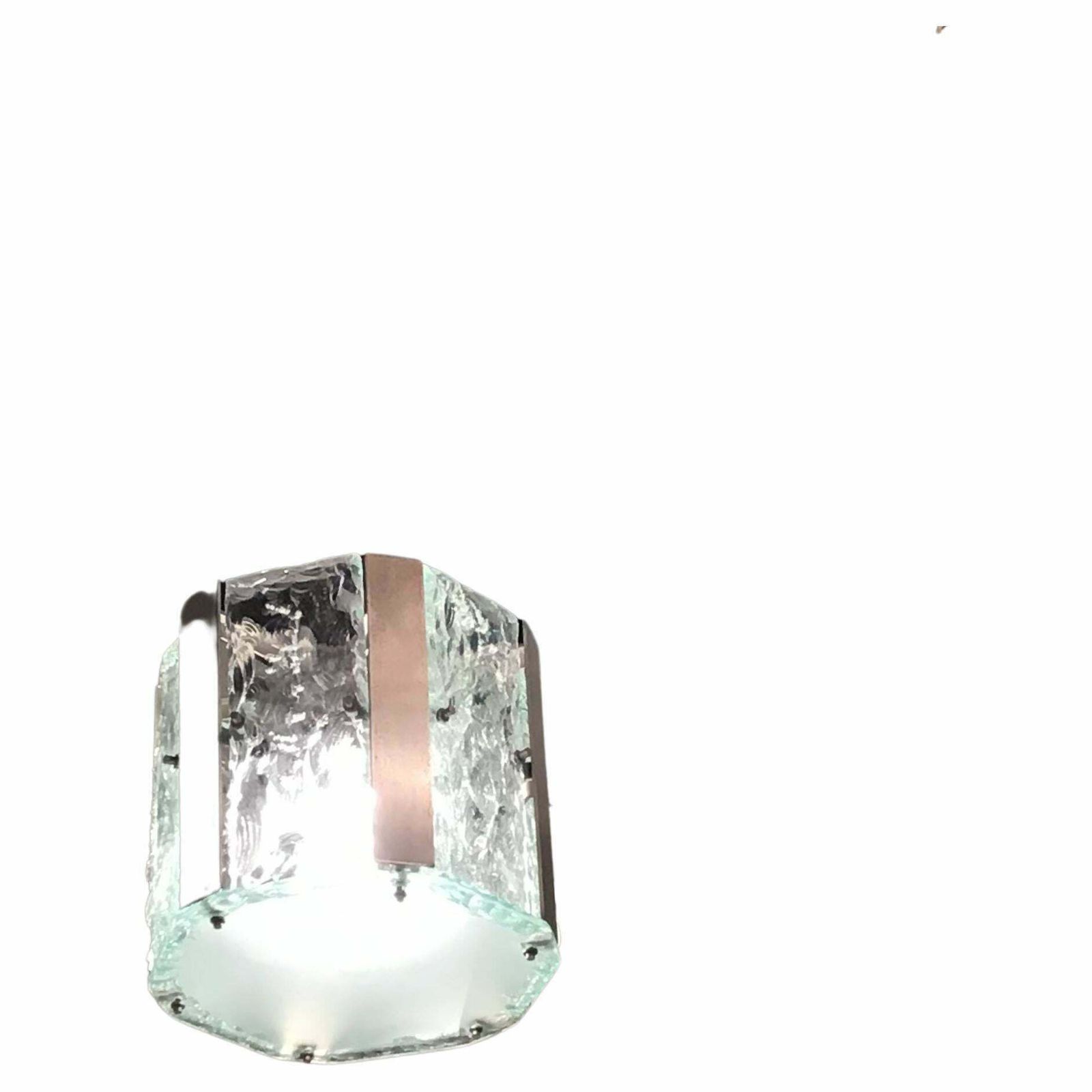 Max Ingrand Fontana Arte N 4 Chandeliers Metal Crome Glass 1950 Italy