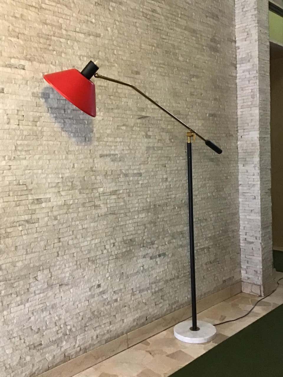 Stilux Floor Lamp Brass Metal Marbre, 1955, Italy photo buy