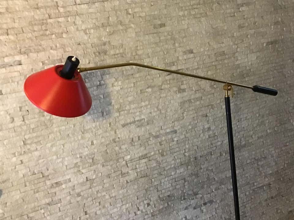 Stilux Floor Lamp Brass Metal Marbre, 1955, Italy photo vintage