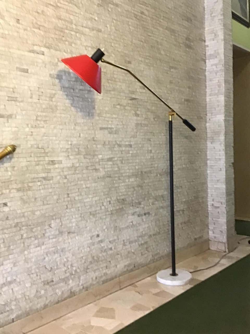 4340.0 Stilux Floor Lamp Brass Metal Marbre, 1955, Italy photo