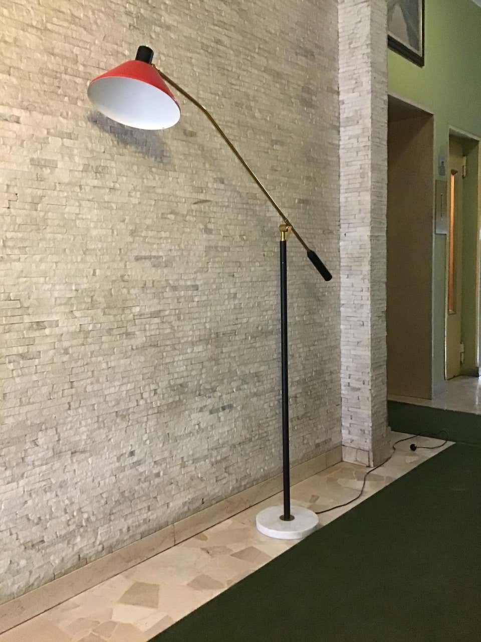 photo vinterior Stilux Floor Lamp Brass Metal Marbre, 1955, Italy