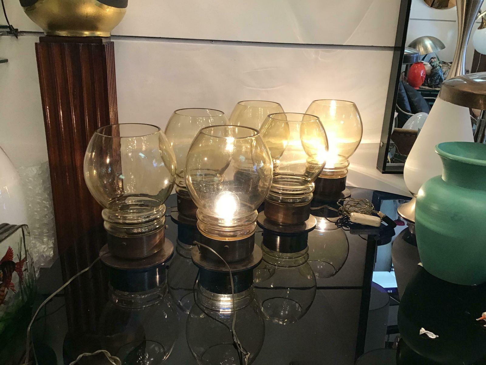 Salviati Six Table Lamps 1960 Metal Crome Glass Italy photo 1175.0
