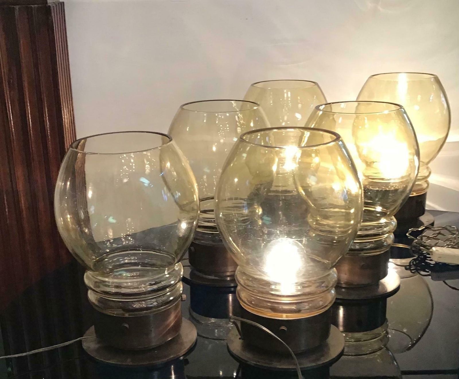 Salviati Six Table Lamps 1960 Metal Crome Glass Italy photo buy