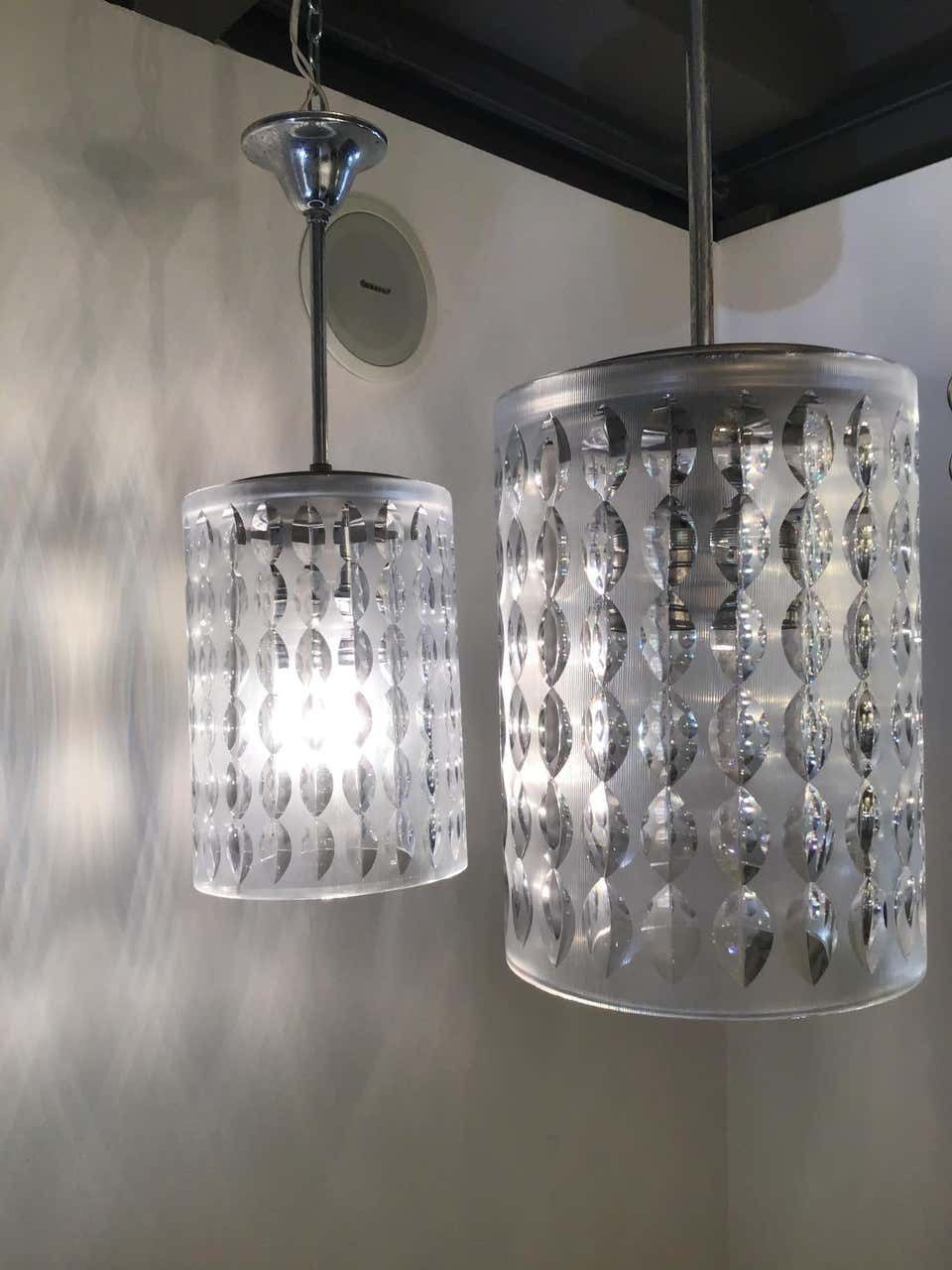 photo vinterior Cristal Art Couple Chandeliers Crystal Worked On The Wheel Brass, 1955