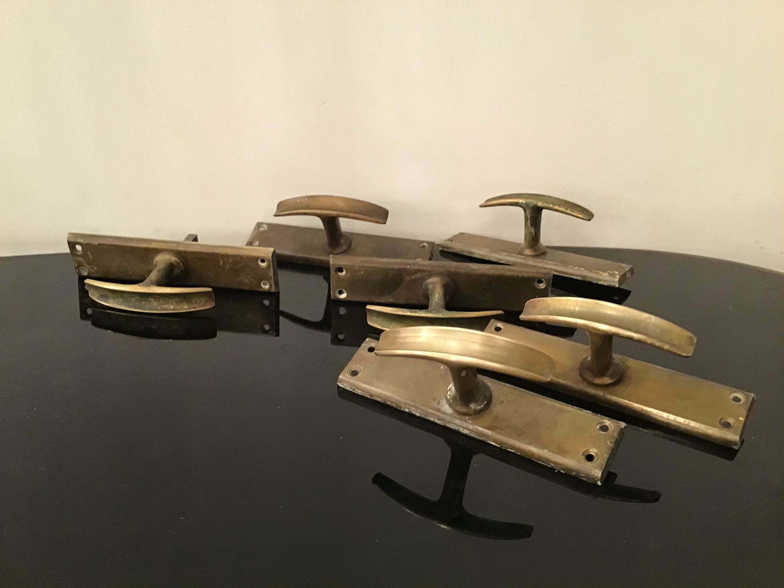 Handles N 3 Pair Brass Iron 1950 Italy photo Home Fixtures