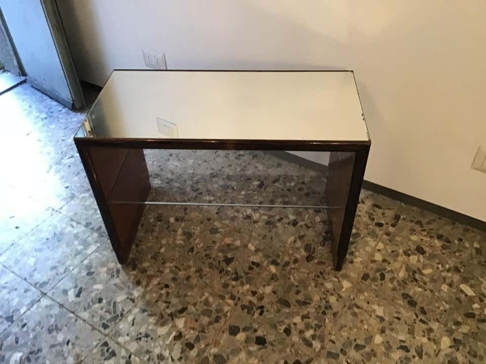 Osvaldo Borsani Mirrored Glass Table And Walnut Wood, 1940 photo vinterior