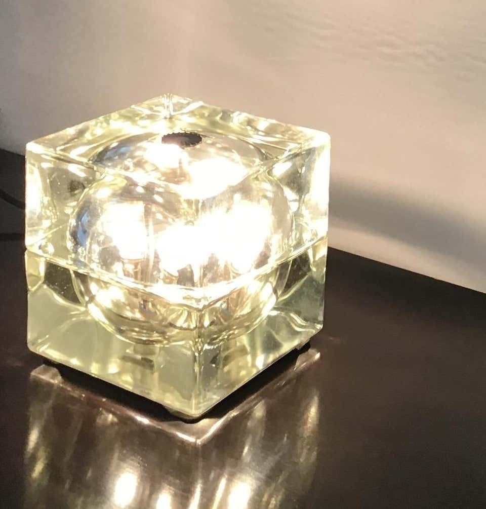 Alessandro Mendini “Cubosfera” Table Lamp Or Appliqués, Glass Brass, 1968 photo for sale