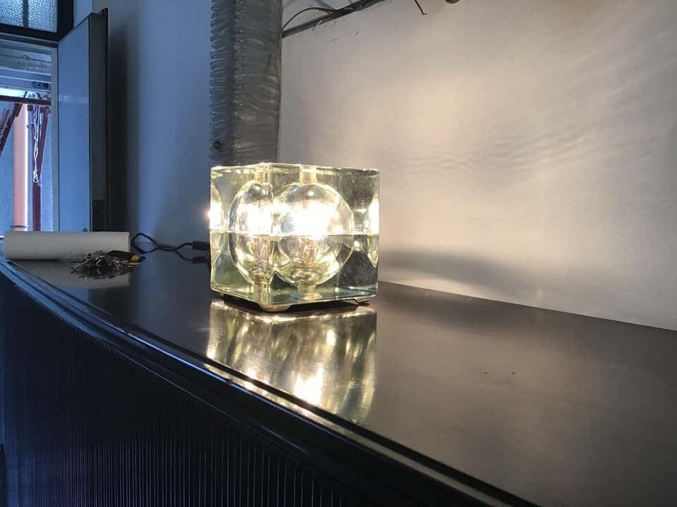 Alessandro Mendini “Cubosfera” Table Lamp Or Appliqués, Glass Brass, 1968 photo vinterior