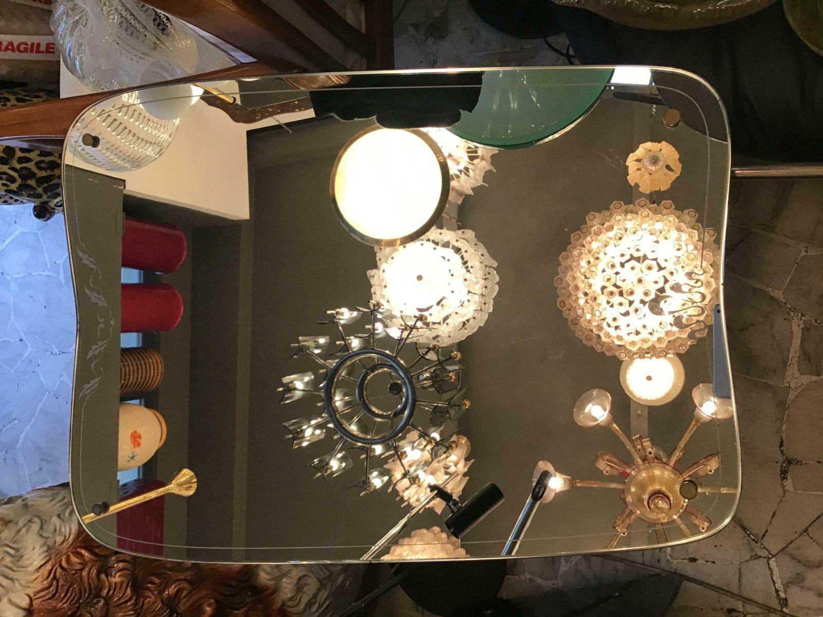 Osvaldo Borsani Wall Mirror Glass Brass Wood, 1950, Italy photo vinterior