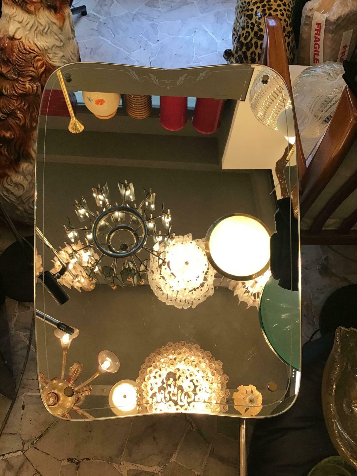 2169.0 Osvaldo Borsani Wall Mirror Glass Brass Wood, 1950, Italy photo