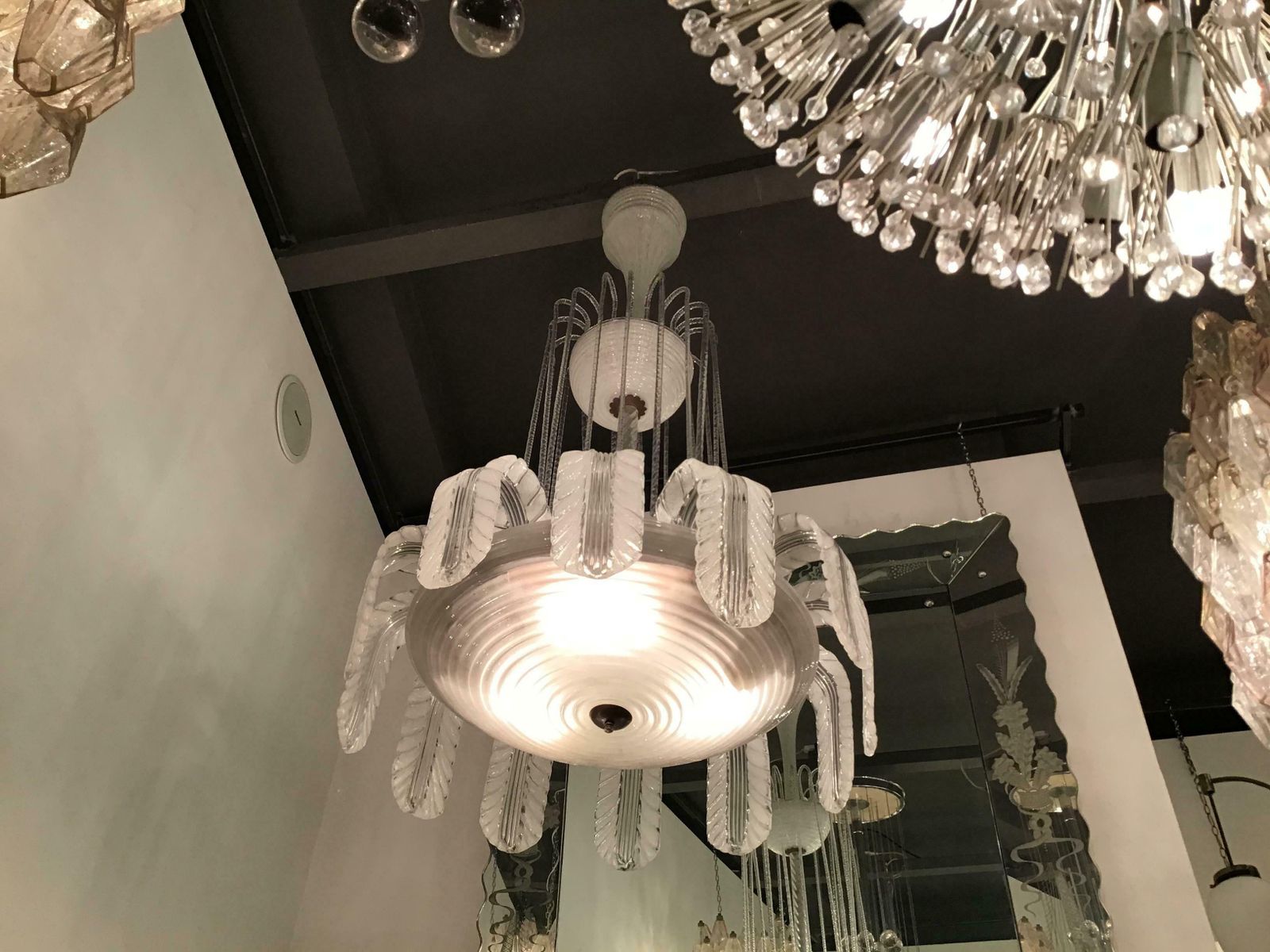10849.0 Barovier E Toso Chandelier Murano Glass Brass, 1930, Italy photo