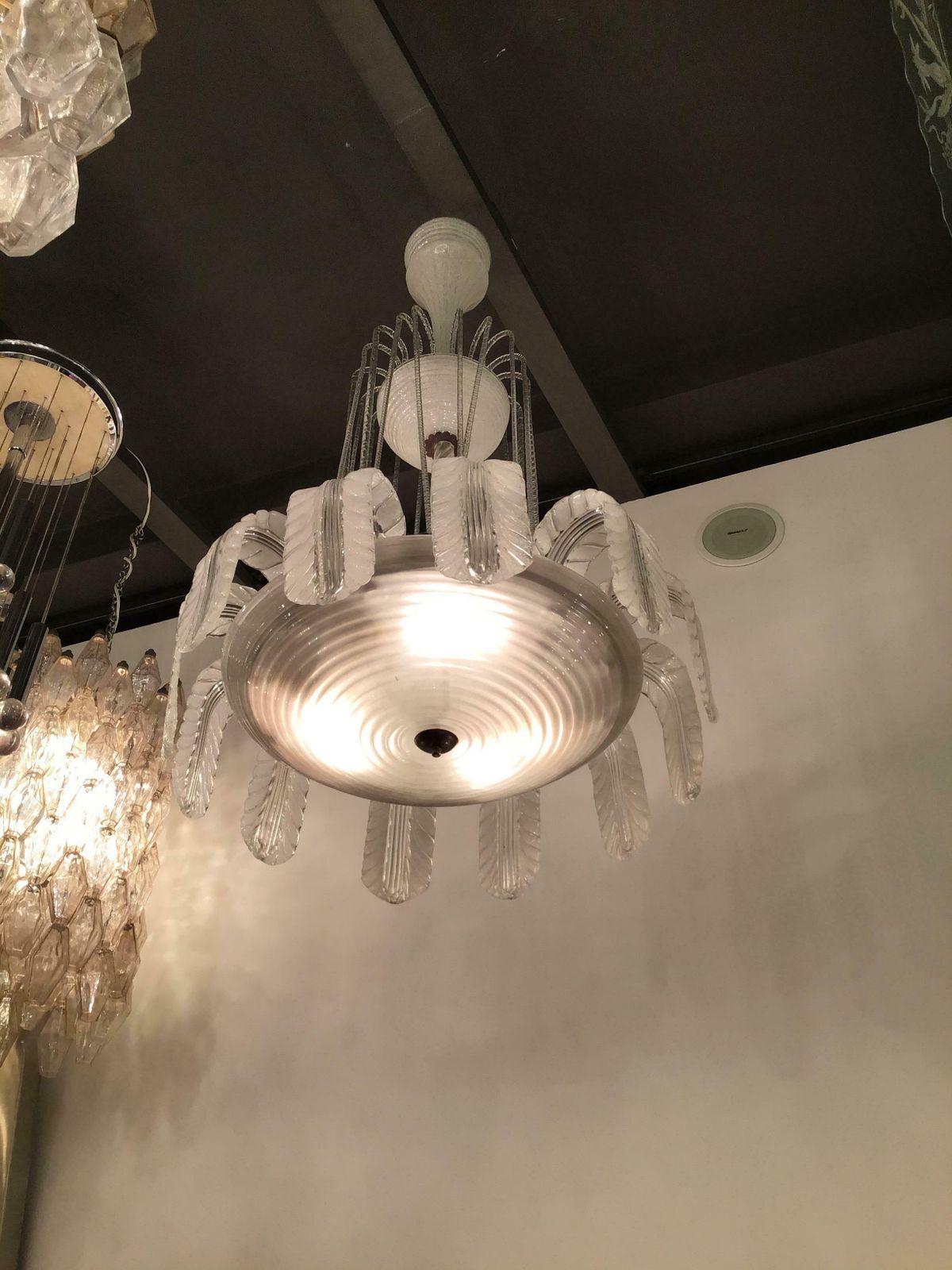 photo vinterior Barovier E Toso Chandelier Murano Glass Brass, 1930, Italy